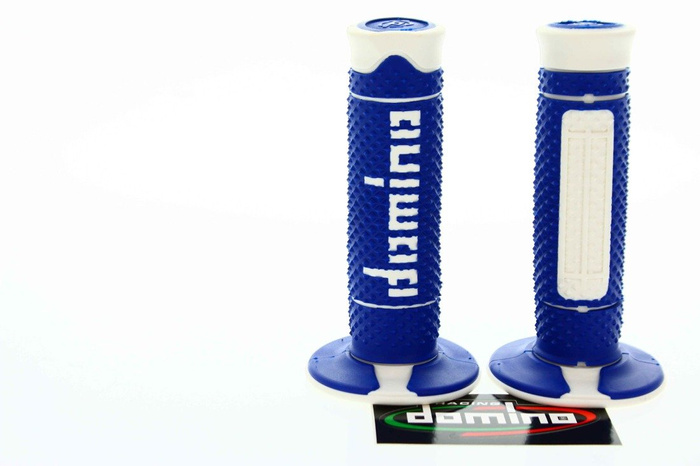 Griffe Domino blau–weiss Mororrad passt für Yamaha YZ YZF WR Husqvarna TE FE TC 