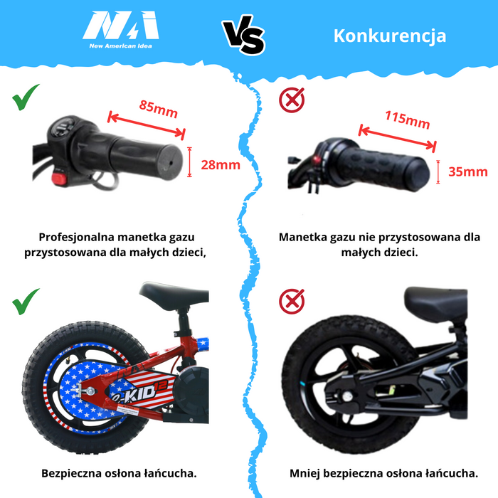 NAI e-KID 12 PRO motocykl dzieci, koła 12" z E-ABS