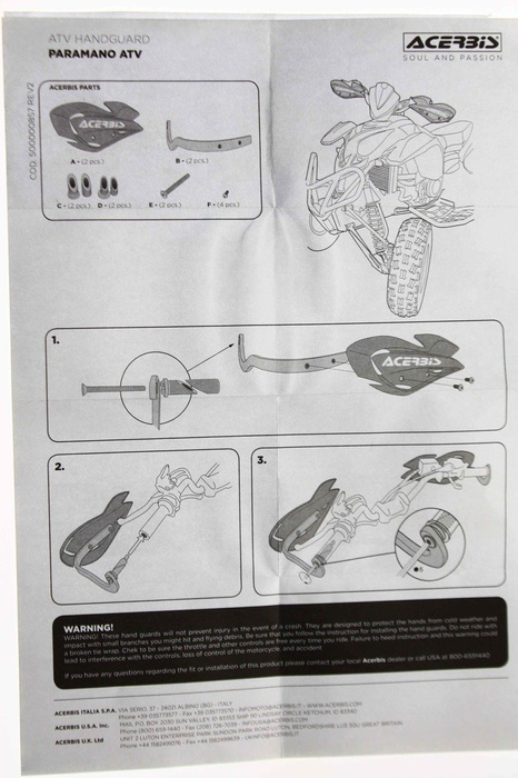 Acerbis Handprotektoren Uniko ATV Handschützer Paar inkl. Anbaukit Handguards