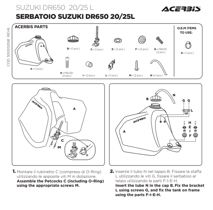 Acerbis Tank SUZUKI DR 650 25 Liter 1996- bis heute