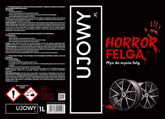 HORROR FELGA Ujowy płyn do mycia felg  1L