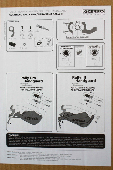 Acerbis Handguards Handprotektoren Handschutz Rally Pro Paar inkl. Anbaukit Neu